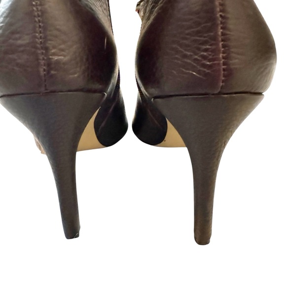 Ann Taylor Jo Braided Pebble Leather Ankle Stiletto Deep Brandywine Size 9.5 - Picture 7 of 11